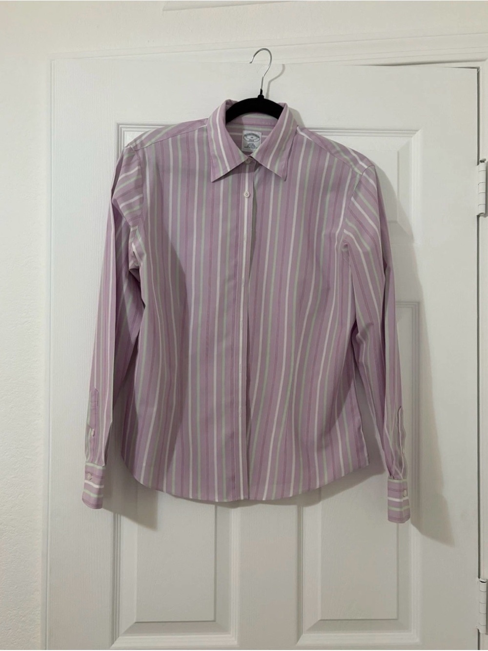 Women’s 10 Brooks Brothers Lavender and White Striped Dress Shirt